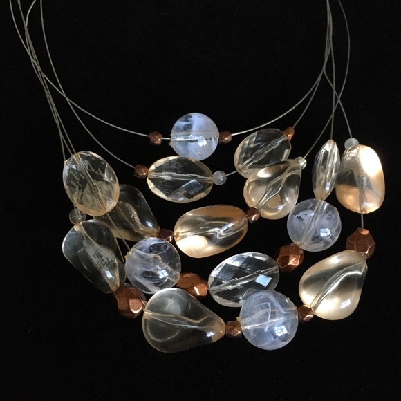 Multi Layered Fashion Jewelry Rock Beads Necklace - Picture 2 of 10